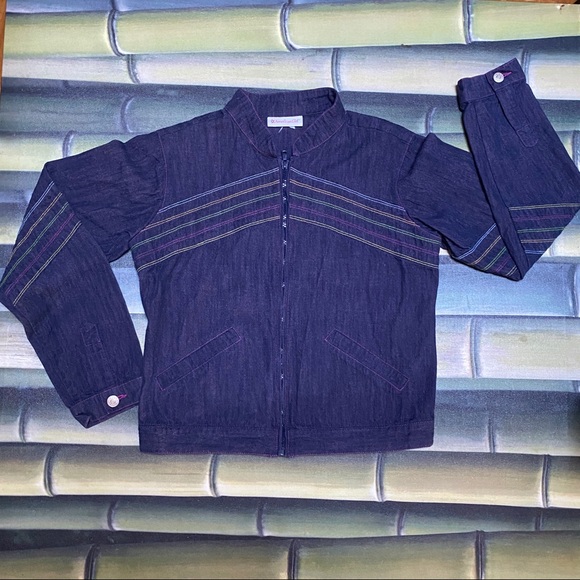 ❤️🌈 Purple Wash Denim Jean Jacket w/♥️🌈 embroidered Detail XS/Small Retro V… - Picture 2 of 8